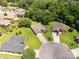 Aerial view of several homes with beautiful lawns and mature trees in a suburban neighborhood at 511 Birmingham Ct, Rock Hill, SC 29732
