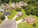 An aerial view shows a neighborhood featuring houses with well-manicured lawns and mature trees providing shade at 511 Birmingham Ct, Rock Hill, SC 29732