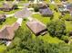 An aerial view captures a home with a spacious backyard surrounded by mature trees and a well-maintained lawn at 511 Birmingham Ct, Rock Hill, SC 29732