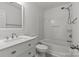 Bathroom showcasing a modern vanity with a single sink and bathtub with shower at 516 Cool Creek Dr, Rock Hill, SC 29732