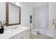 Modern bathroom features stylish finishes, a spacious vanity, and a shower over tub at 7011 Chateau Bordeaux Ln, Charlotte, NC 28270