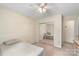 Bedroom with a single bed and mirrored closet doors that create an open and spacious feel at 7164 Moss Point Dr, Charlotte, NC 28277