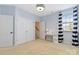 Carpeted bedroom features a double closet, desk and window at 1009 Murandy Ln, Matthews, NC 28104