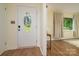 Welcoming foyer featuring hardwood floors and a decorative front door at 121 Pelham Ln, Fort Mill, SC 29715