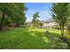 A serene backyard view with lush greenery and mature trees, offering privacy and space at 129 Nims Spring Dr, Fort Mill, SC 29715