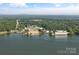 Aerial view of Lake Wylie marina with boat storage and repair facilities and easy lake access at 15724 Eagleview Dr, Charlotte, NC 28278
