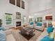 Staged living room with plush seating, a fireplace, and open access to the kitchen creates a harmonious flow at 7309 Rock Hampton Ct, Harrisburg, NC 28075