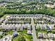 An aerial view displays an expansive neighborhood with lush green landscaping, mature trees and sidewalks at 741 Garrett Green Way # 64, Fort Mill, SC 29715