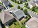 Aerial view of backyard landscaping, fenced yard, mature trees and neighborhood streets on a sunny day at 741 Garrett Green Way # 64, Fort Mill, SC 29715