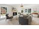 Cozy living room features a brick fireplace, modern furniture, neutral decor, and hardwood floors, creating a welcoming space at 811 Ashmeade Rd, Charlotte, NC 28211