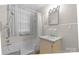 Well-lit bathroom featuring a shower/tub and a sink with vanity that complements the white-tiled walls at 1520 21St Ne Ave, Hickory, NC 28601