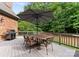 Outdoor deck with dining set, umbrella, and grill at 408 Covington Xing, Matthews, NC 28104