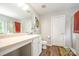 Bathroom with a white vanity, a large mirror, and a walk-in shower at 4312 Mary Point Rd, Monroe, NC 28110