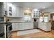 Well-lit Kitchen featuring white cabinets, stainless steel appliances, and tile backsplash at 5014 Quail Canyon Dr, Charlotte, NC 28226
