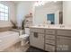 Bright bathroom with tub, shower, and double sink vanity at 5391 Orchid Bloom Dr, Indian Land, SC 29707