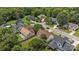 Aerial view of a well-maintained neighborhood, highlighting lush trees, residential streets, and manicured lawns on a sunny day at 5508 Burning Ridge Dr, Monroe, NC 28110