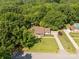 Aerial view of a well-maintained property surrounded by mature trees at 637 Freemont Dr, Lancaster, SC 29720