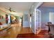 Open-concept living room with hardwood floors and easy access to the kitchen at 1226 Rising Oak Dr, Charlotte, NC 28206