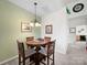 Charming dining area features a round table, four chairs and a decorative chandelier with neutral wall color at 12415 Stratfield Place Cir, Pineville, NC 28134