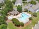 Aerial view of the community pool and surrounding green space at 12415 Stratfield Place Cir, Pineville, NC 28134