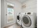 Functional laundry room with modern washer and dryer, and ample storage space at 15119 Oleander Dr, Charlotte, NC 28278