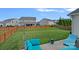 Backyard featuring green lawn, a seating area, and fenced perimeter at 1527 Scarbrough Sw Cir, Concord, NC 28025