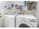 Modern laundry room with updated appliances and plenty of storage on shelving unit at 220 Holmes Ct, Concord, NC 28027