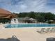 Inviting community pool with lounge chairs, umbrellas, and a clubhouse in a lush setting at 3009 Canopy Dr, Indian Trail, NC 28079