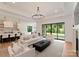 Open-concept living room featuring view of kitchen and backyard at 3308 Carmel Rd, Charlotte, NC 28226