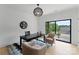 Office with a modern desk, armchairs, and sliding doors to a balcony at 3308 Carmel Rd, Charlotte, NC 28226