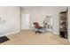 This neutral bedroom has a walk in closet and vanity area at 3332 Katherine Taylor Ct, Monroe, NC 28110