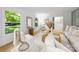 Bright living room with hardwood floors, white furniture, and large windows at 3519 Campbell Dr, Charlotte, NC 28205