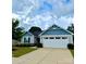 Charming single-story home featuring a two-car garage and beautiful blue and gray siding at 4227 Mackinnon Dr, Charlotte, NC 28214