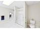 Basement bathroom with a glass enclosed shower and tiled floors at 600 Queens Rd, Cherryville, NC 28021
