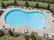 Aerial view of a large community pool with surrounding lounge chairs and landscaping at 7150 Irongate Dr, Indian Land, SC 29707