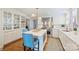 Bright kitchen featuring white cabinetry, hardwood floors, stainless steel appliances and an island with seating at 726 E Kingston Ave, Charlotte, NC 28203