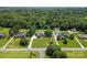 Aerial view of a home with approximate lot lines in a lush, green neighborhood at 1236 James Farm Rd, Hickory, NC 28602