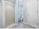 Updated bathroom featuring glass shower and view of the toilet at 204 S Deerfield Cir, Salisbury, NC 28147