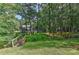 Backyard featuring a small foot bridge and wooded landscape at 2706 Bremer Ct, Charlotte, NC 28210