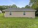 Rear view of a single-story home highlighting its tidy exterior and a well-manicured lawn at 313 S Park Dr, Wadesboro, NC 28170