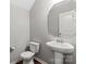 Cozy half bathroom features a pedestal sink, toilet, and modern fixtures, perfect for guests at 329 Brannon Meadows Dr, York, SC 29745
