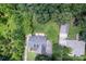 Birds eye view of a home and deck surrounded by large trees and green lawns in a residential area at 3874 Willow Grove Ln, Concord, NC 28025