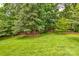 Expansive backyard featuring a well-manicured lawn and mature trees providing ample shade at 3874 Willow Grove Ln, Concord, NC 28025