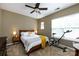 Cozy bedroom with a ceiling fan and exercise bike positioned near a bright window at 432 W Worthington Ave, Charlotte, NC 28203