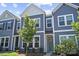 Charming townhome with a neat lawn and light blue exterior at 517 Morrows Turnout Way, Pineville, NC 28134