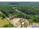 Breathtaking aerial view showcasing the modern home nestled amongst lush greenery and a serene lake at 537 Riddle Mill Rd, Clover, SC 29710