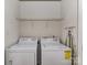 Laundry room featuring a washer, dryer, and shelf, designed for convenience at 7518 Turley Ridge Ln, Charlotte, NC 28273