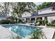 Backyard pool with lounge chairs, patio furniture, and a well-manicured garden at 802 E Franklin St, Monroe, NC 28112