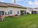 Spacious backyard featuring a well-maintained lawn and a covered patio area, perfect for outdoor relaxation at 9428 Carneros Creek Rd, Charlotte, NC 28214