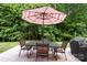 Outdoor patio area with a dining set and umbrella, perfect for outdoor entertaining at 1210 Tabitha Ct, Monroe, NC 28110